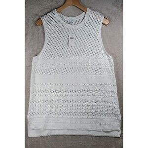 J Jill Womens Dress Tunic Womens SzXLP Shift White Crochet Sheer Knit Sleeveless